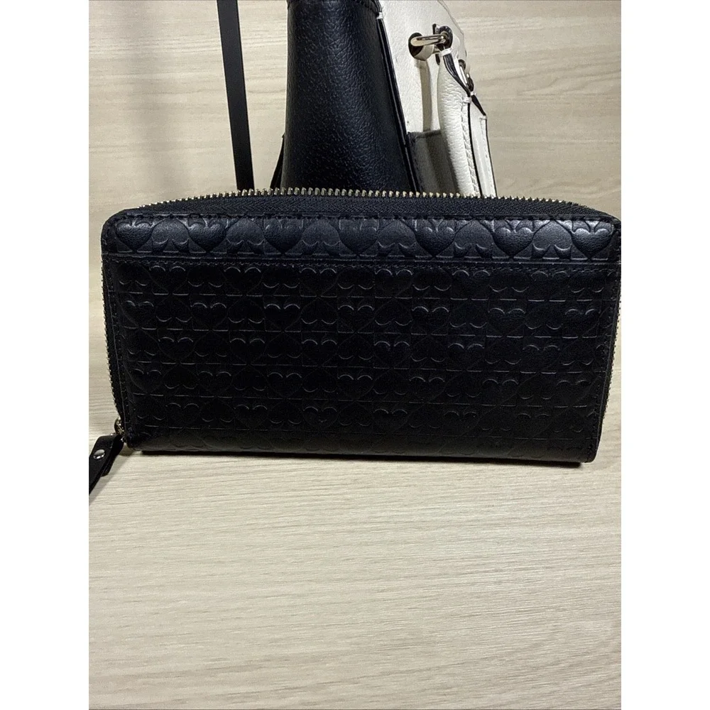 Kate Spade‎ NY Grove Street Caley Leather Satchel Purse Black White W/ Wallet